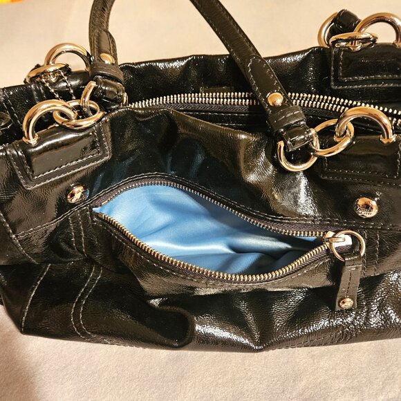Coach Black Pantent Leather Handbag lots of pockets comes with Dust Bag - Picture 9 of 16